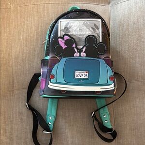 Mickey and Minnie drive in Loungefly backpack
